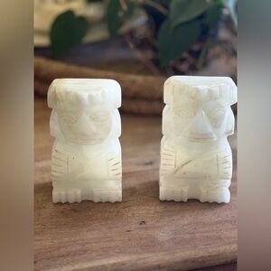 Carved Onyx Stone MCM Bookends